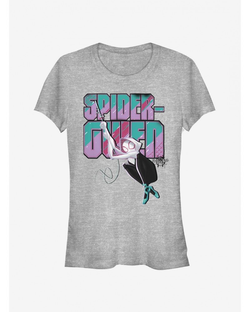Marvel Spider-Man: Into The Spider-Verse Ghost-Spider Swinging Girls T-Shirt $6.63 T-Shirts
