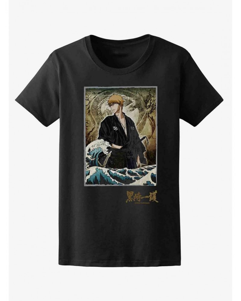 Bleach Ichigo Ocean Wave Boyfriend Fit Girls T-Shirt $7.72 T-Shirts