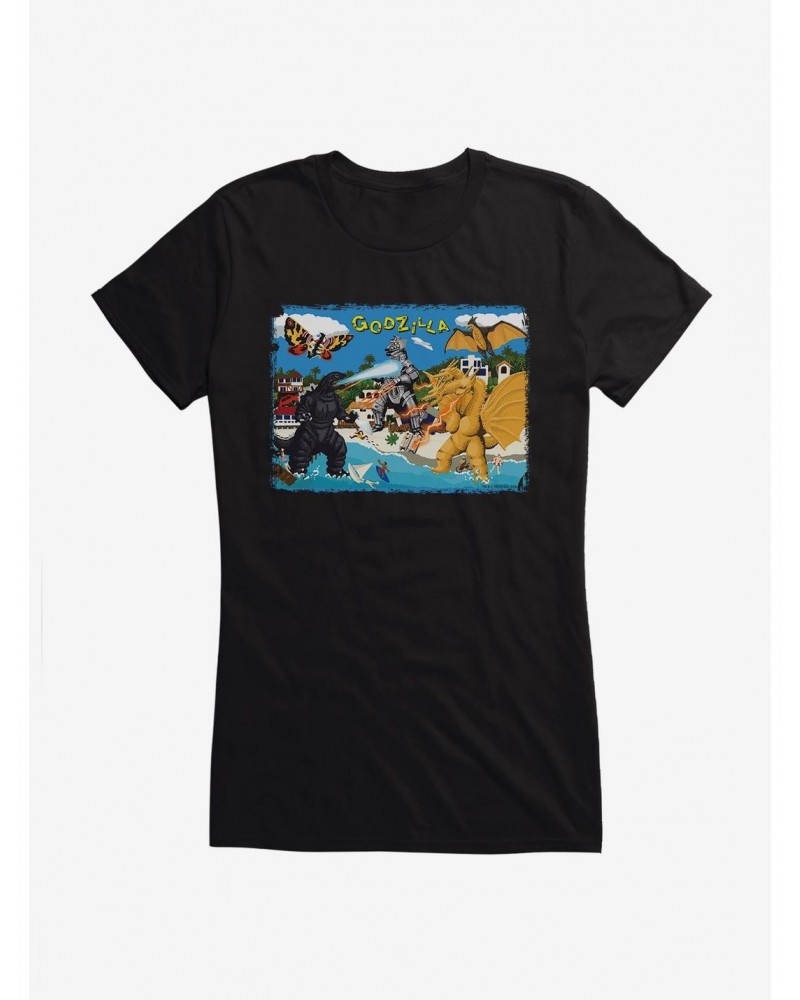Godzilla Beach Girls T-Shirt $7.77 T-Shirts