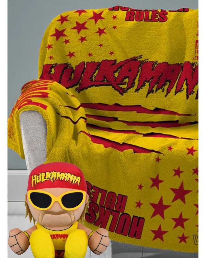 WWE Hulk Hogan Sleep Squad Throw Blanket & Kuricha Sitting Plush Bundle $30.76 Plush Bundles