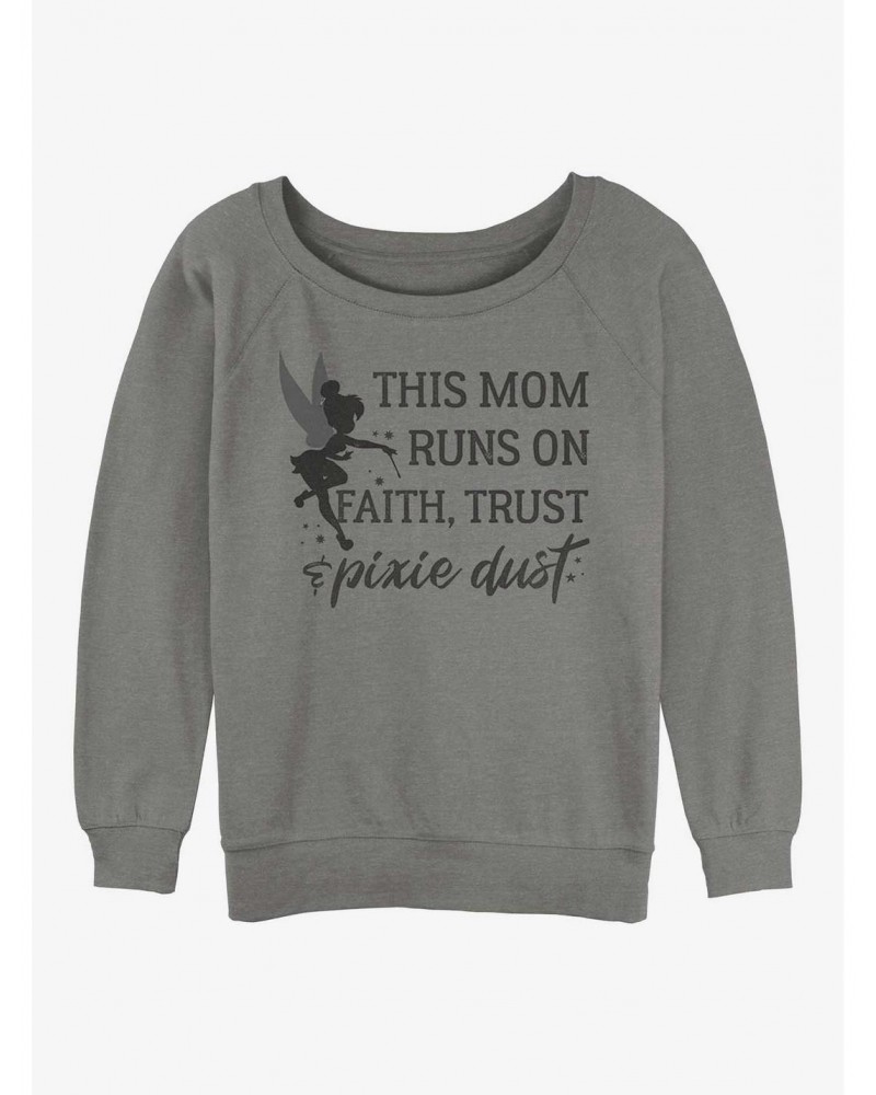 Disney Tinker Bell Mom Runs On Pixie Dust Girls Slouchy Sweatshirt $12.99 Sweatshirts