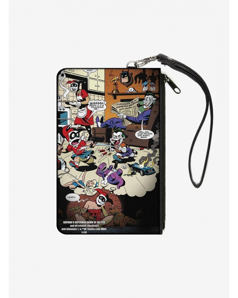 DC Comics Mad Love Harley Quinn Family Life Dreaming Scene Joker Kids Wallet Canvas Zip Clutch $7.75 Clutches