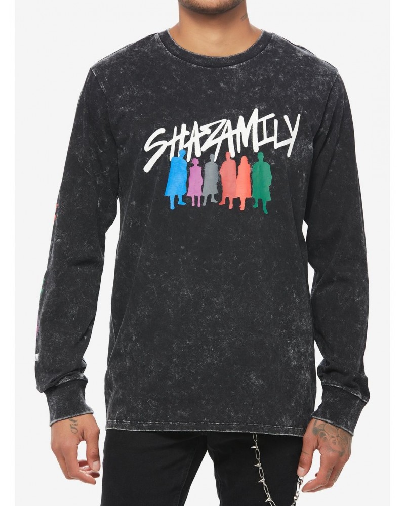 DC Comics Shazam! Fury Of The Gods Shazamily Wash Long-Sleeve T-Shirt $13.87 T-Shirts