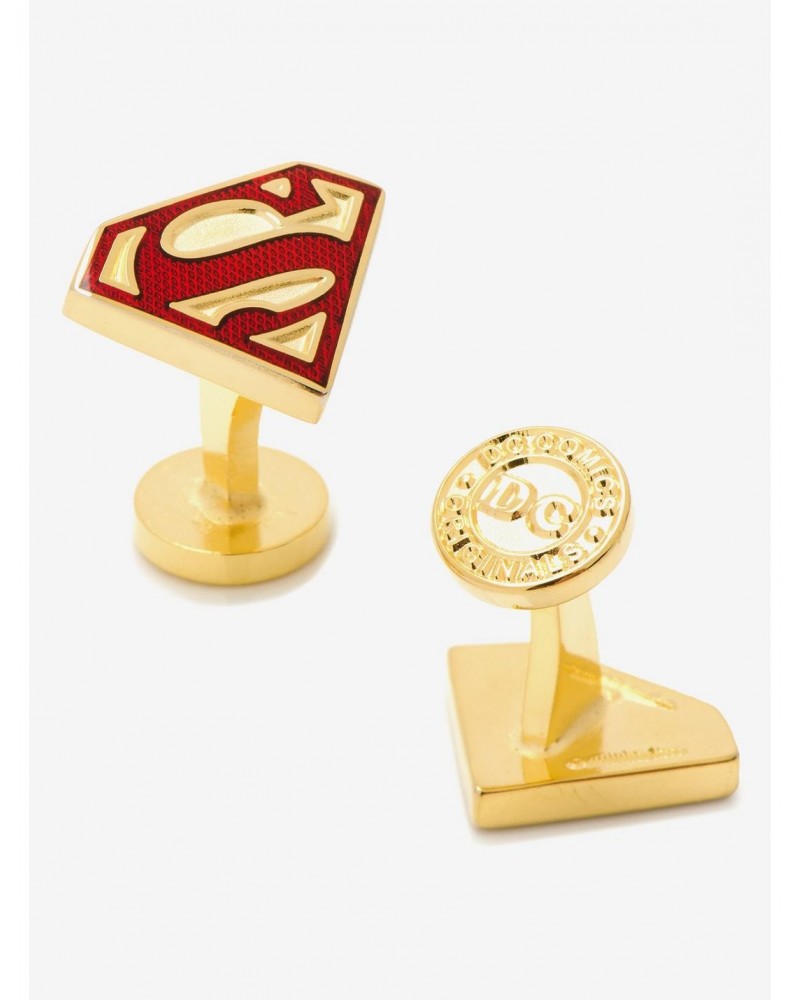 DC Comics Superman Gold Enamel Superman Shield Cufflinks $35.37 Cufflinks